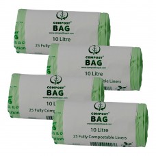 10 Litre x 100 CompostBag Compostable Biodegradable Food Waste Caddy Bin Liner Bags (10L)