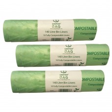 140 Litre x 30 CompostBag Compostable Biodegradable Food / Garden Waste Wheelie Bin Liner Bags (140L)