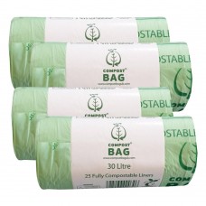30 Litre x 100 CompostBag Compostable Biodegradable Food Waste Bin Liner Bags (30L)