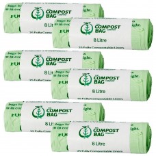 8 Litre x 150 CompostBag Compostable Biodegradable Food Waste Caddy Bin Liner Bags (8L)